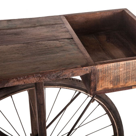 Industrial Teak 71" Bicycle Console Table Walnut