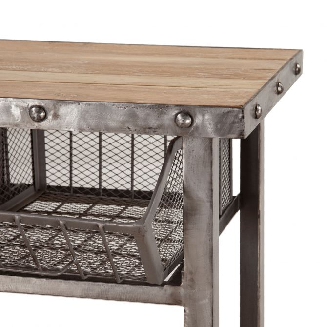 Industrial Teak 36" Reclaimed Wood Utility Cart Oiled Teak