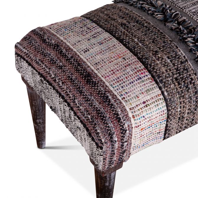 Marrakech 42" Moroccan Fluffy Black Accent Bench