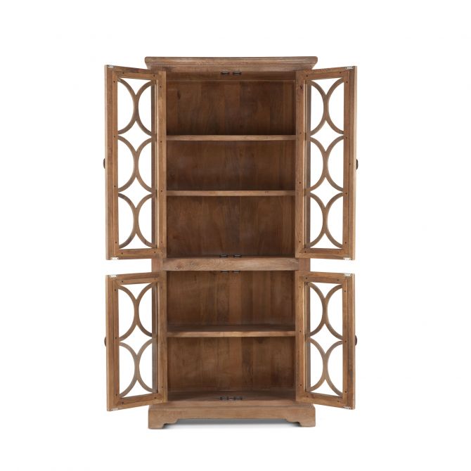 San Rafael 38" Tall Glass Cabinet Antique Oak