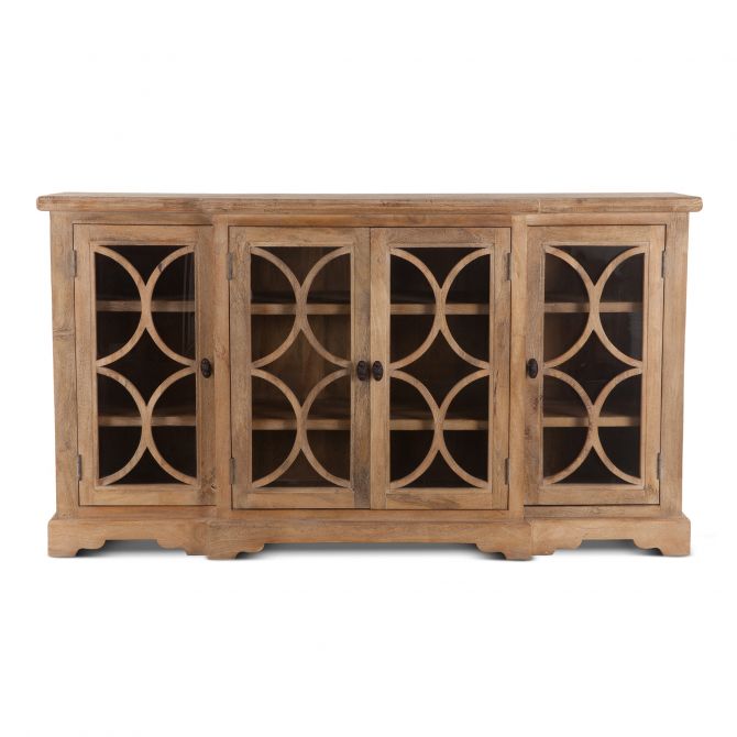 San Rafael 75" Glass Cabinet Antique Oak