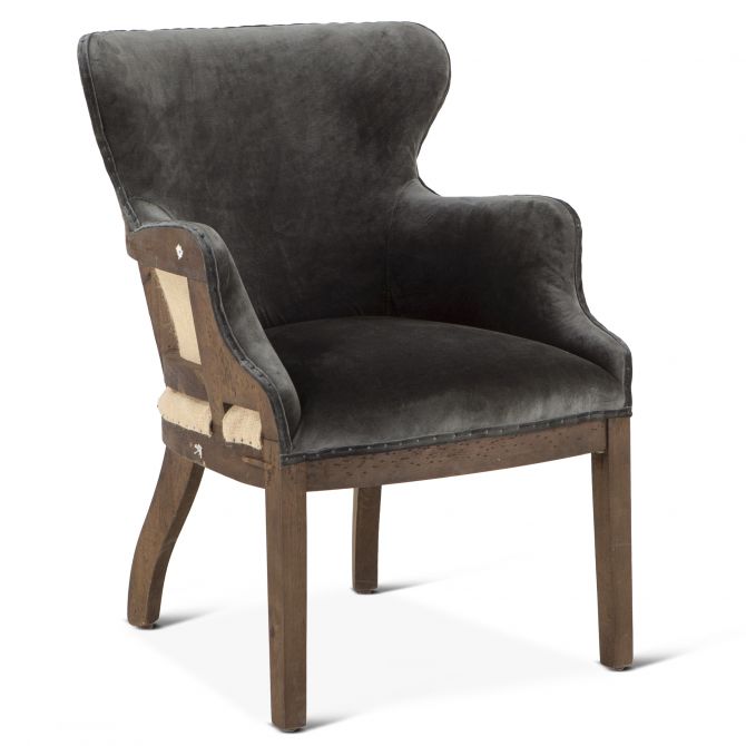 Elizabeth 25" Gray Velvet Exposed Frame Arm Chair