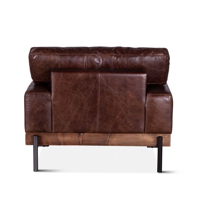 Portofino 41" Geisha Brown Leather Arm Chair