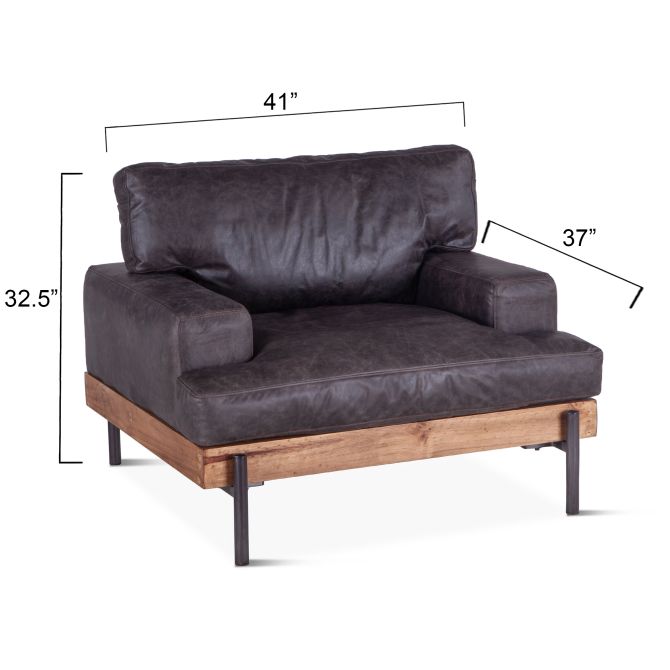 Portofino 41" Morocco Black Leather Arm Chair