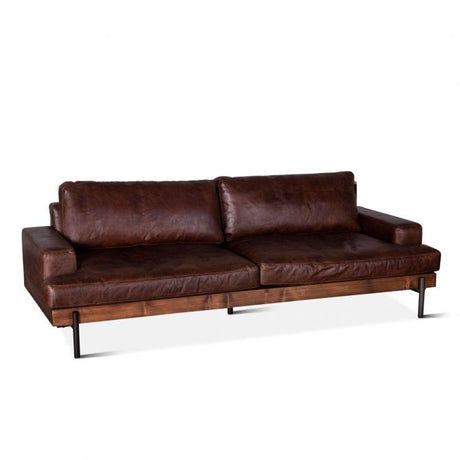 Portofino 94" Geisha Brown Leather Sofa