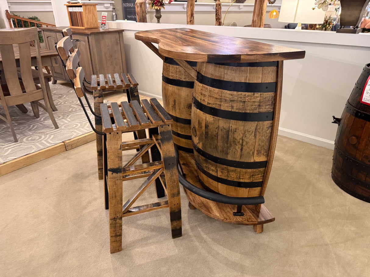 Whiskey Barrel Bar Table