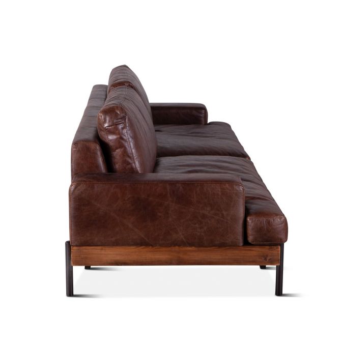 Portofino 94" Geisha Brown Leather Sofa