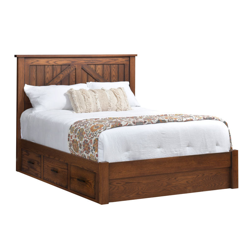 Mountain Lodge Panel Bed with Drawers To The Floor