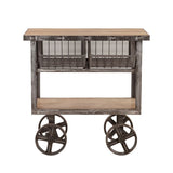 Industrial Teak 36" Reclaimed Wood Utility Cart Oiled Teak