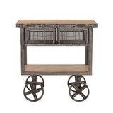 Industrial Teak 36" Reclaimed Wood Utility Cart Oiled Teak