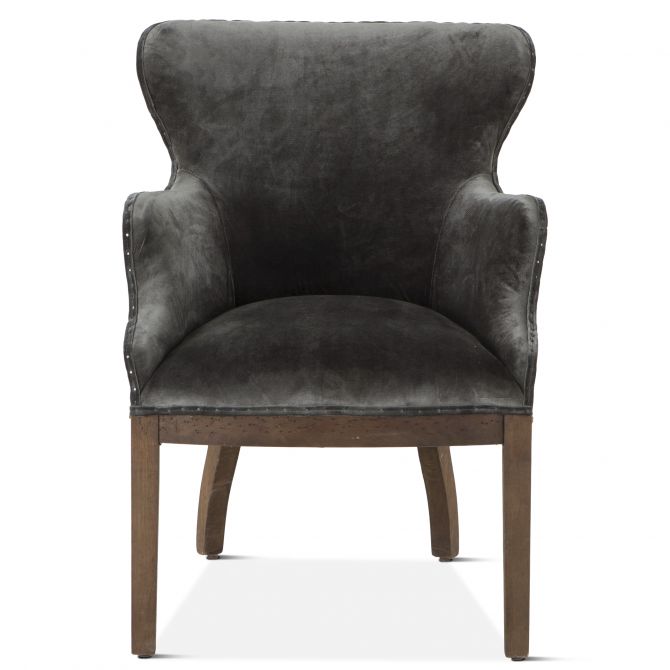 Elizabeth 25" Gray Velvet Exposed Frame Arm Chair