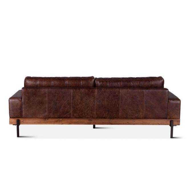 Portofino 94" Geisha Brown Leather Sofa