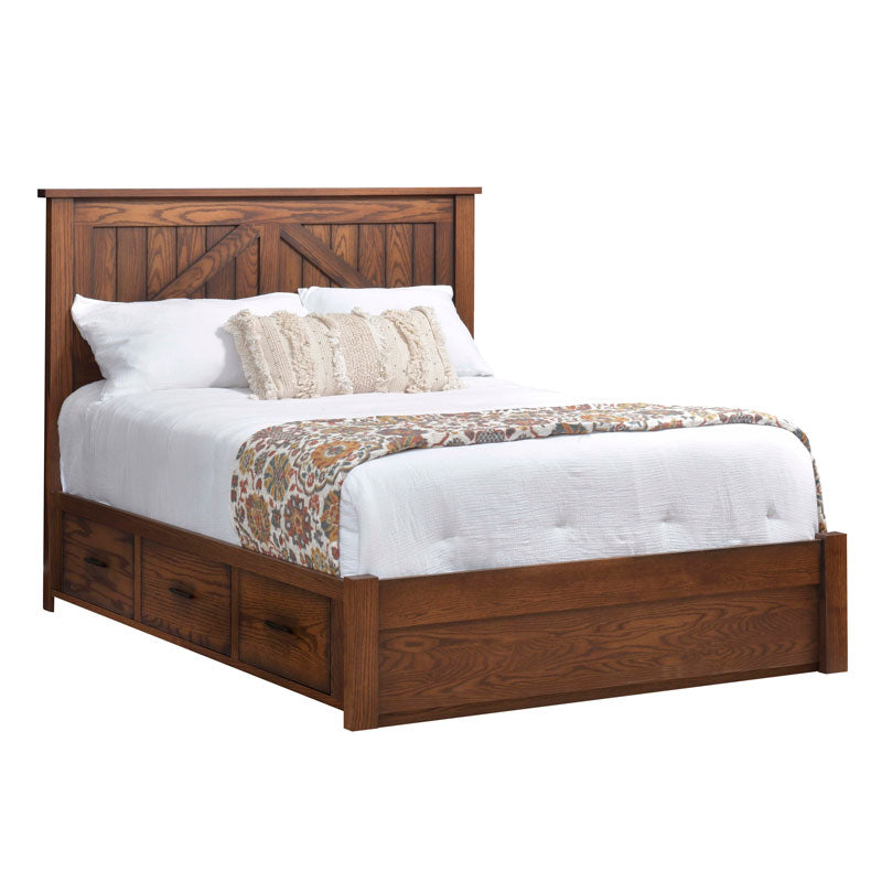 Mountain Lodge Panel Bed with Drawer Units Raised 2"